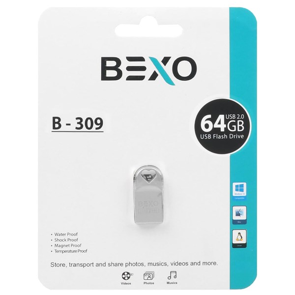 BEXO B-309 USB2.0 Flash Memory-64GB (گارانتی داده پردازی آواتک) نقره ای